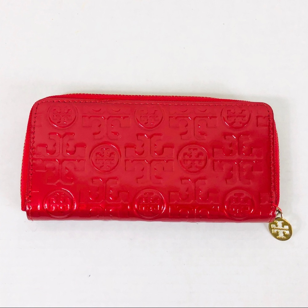 Tory Burch Red Zip Around Wallet - Picture 2 of 7